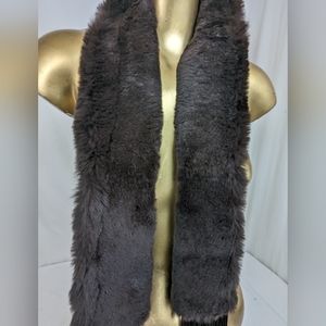 Marcelle Danan French Fur Scarf 60" Total Length Dyed Rabbit Fur